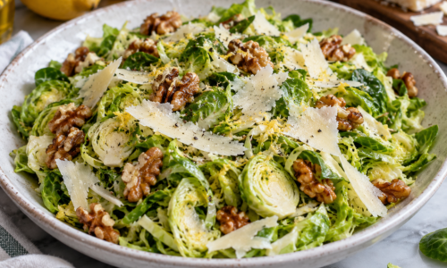 Shaved Brussels Sprouts Salad with Toasted Walnuts and Pecorino Romano