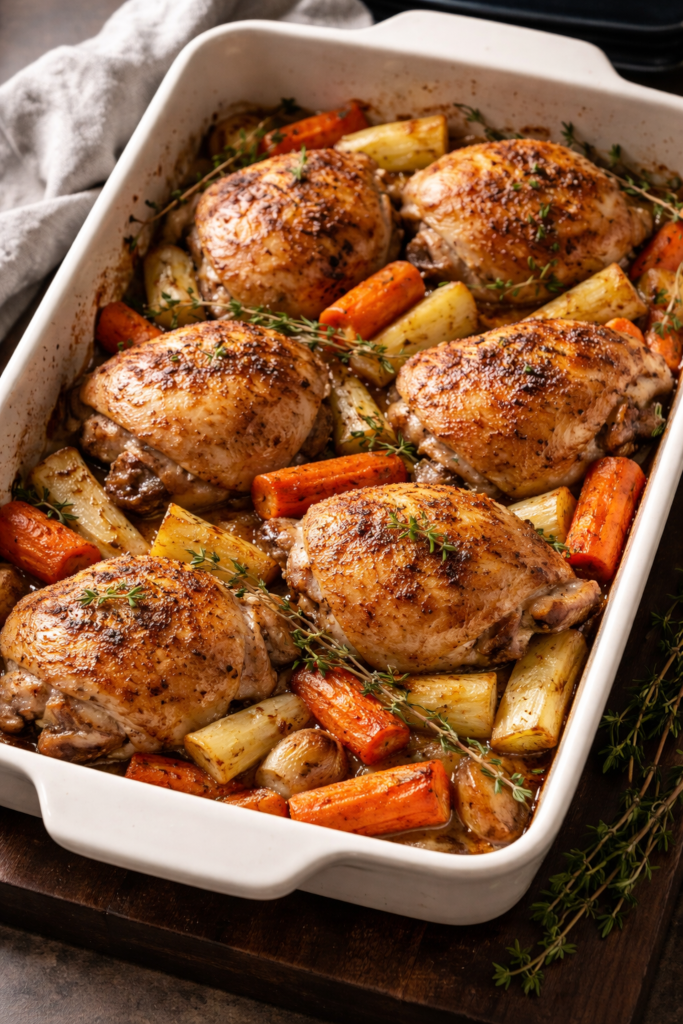 Chicken Thighs and Root Vegetables