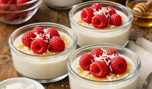 Coconut Panna Cotta with Rasberries