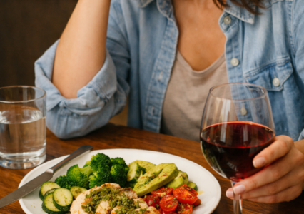 Contemplating a Healthy Meal with Wine