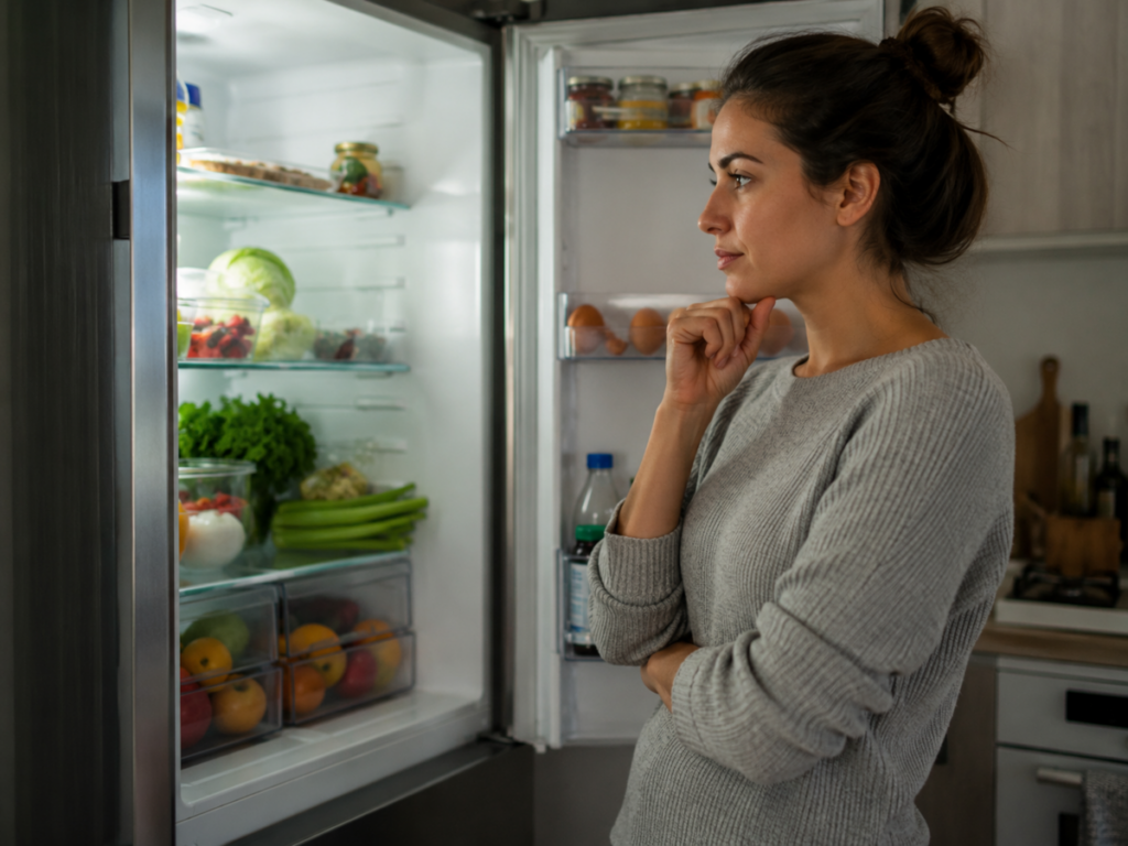 Contemplating Lunch in Modern Kitchen