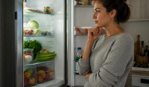 Contemplating Lunch in Modern Kitchen