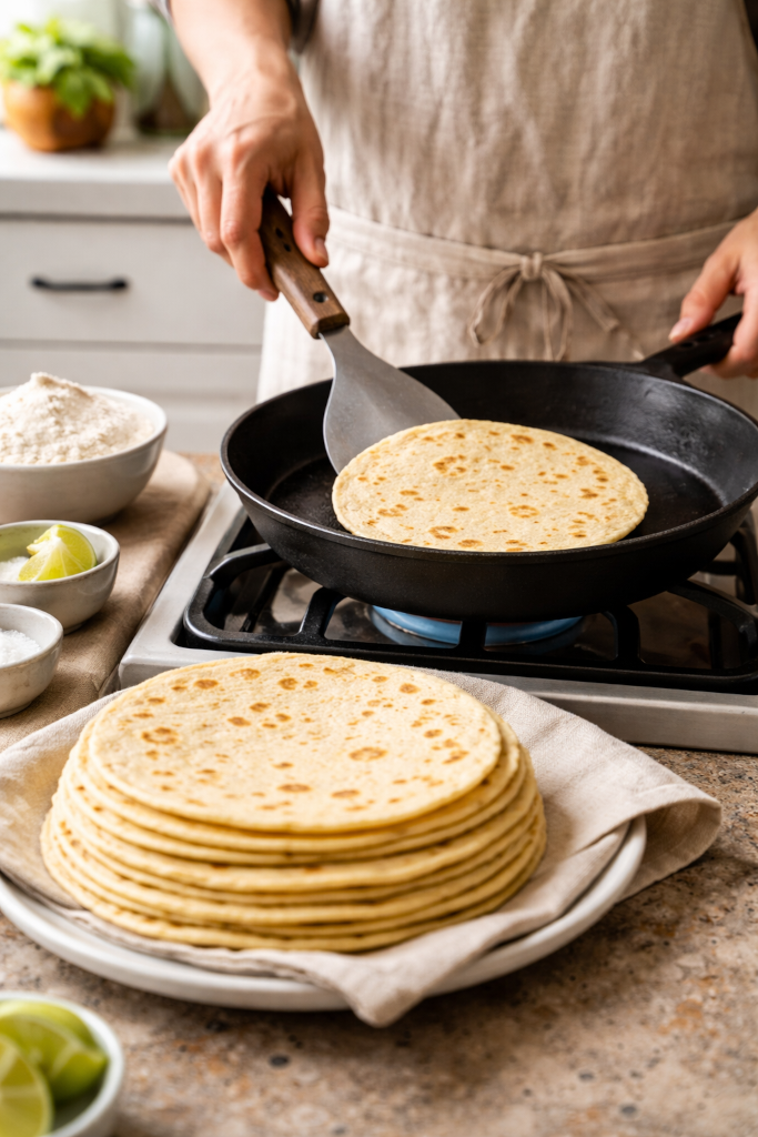 Cooking Cassava Flour Tortillas