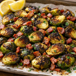 Roasted Brussels Sprouts with Pastured Bacon