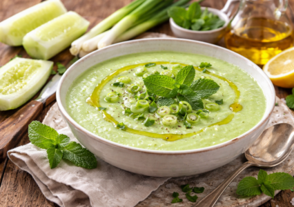 Cucumber Mint Gazpacho with Garnishes
