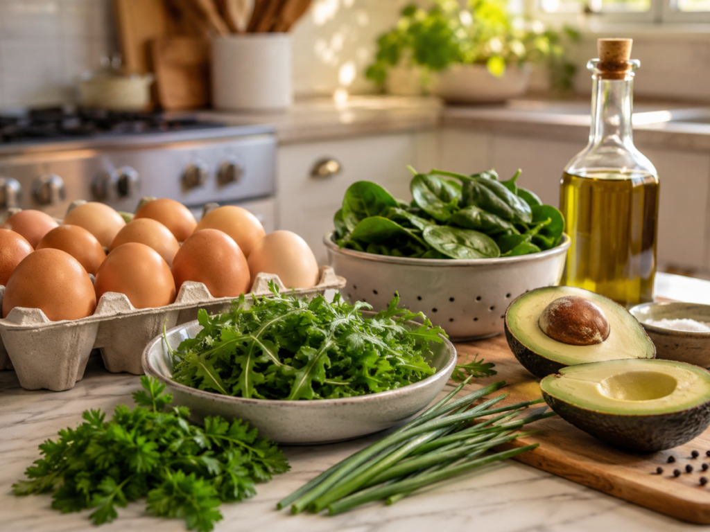Fresh Breakfast Ingredients in Kitchen