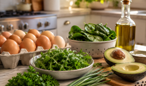 Fresh Breakfast Ingredients in Kitchen
