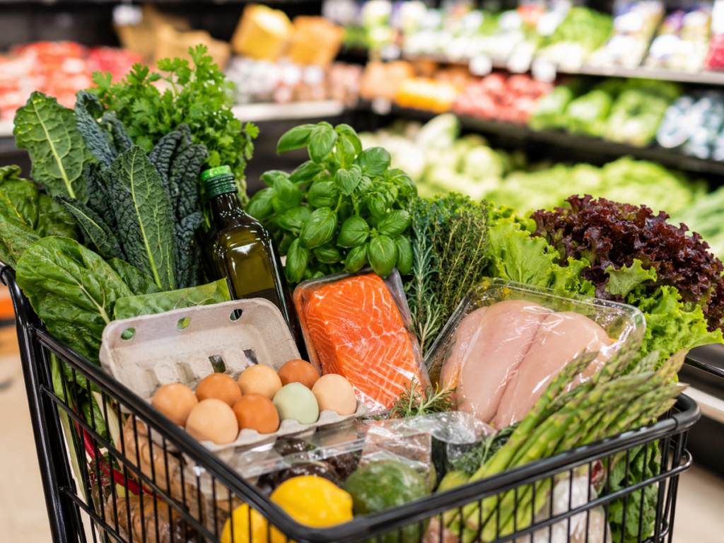 Fresh Produce in Grocery Cart