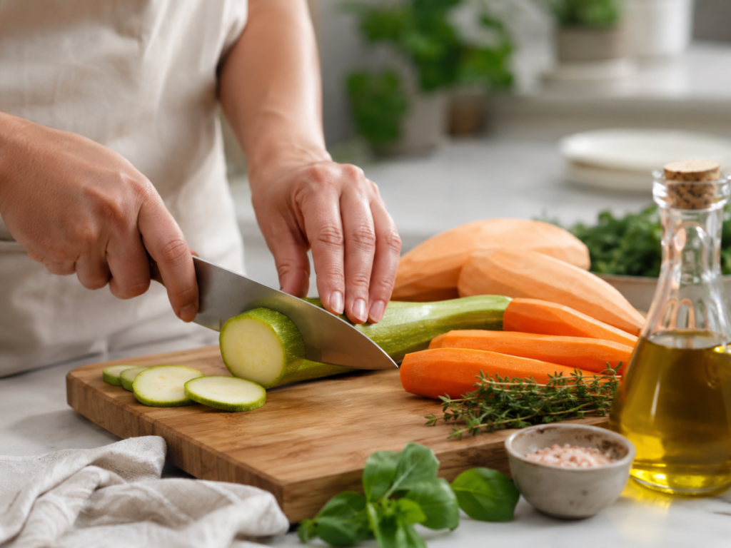 Fresh Veggie Prep in Kitchen