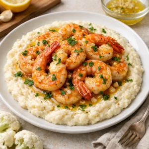 Garlic Butter Shrimp with Mashed Cauliflower