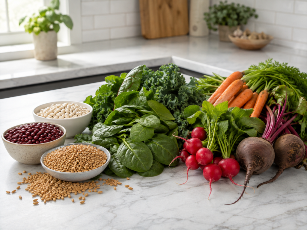 Grains, Leaves, and Roots of Various Plants