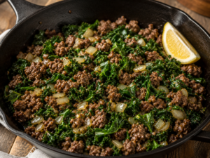 Grass-Fed Ground Beef & Kale Skillet