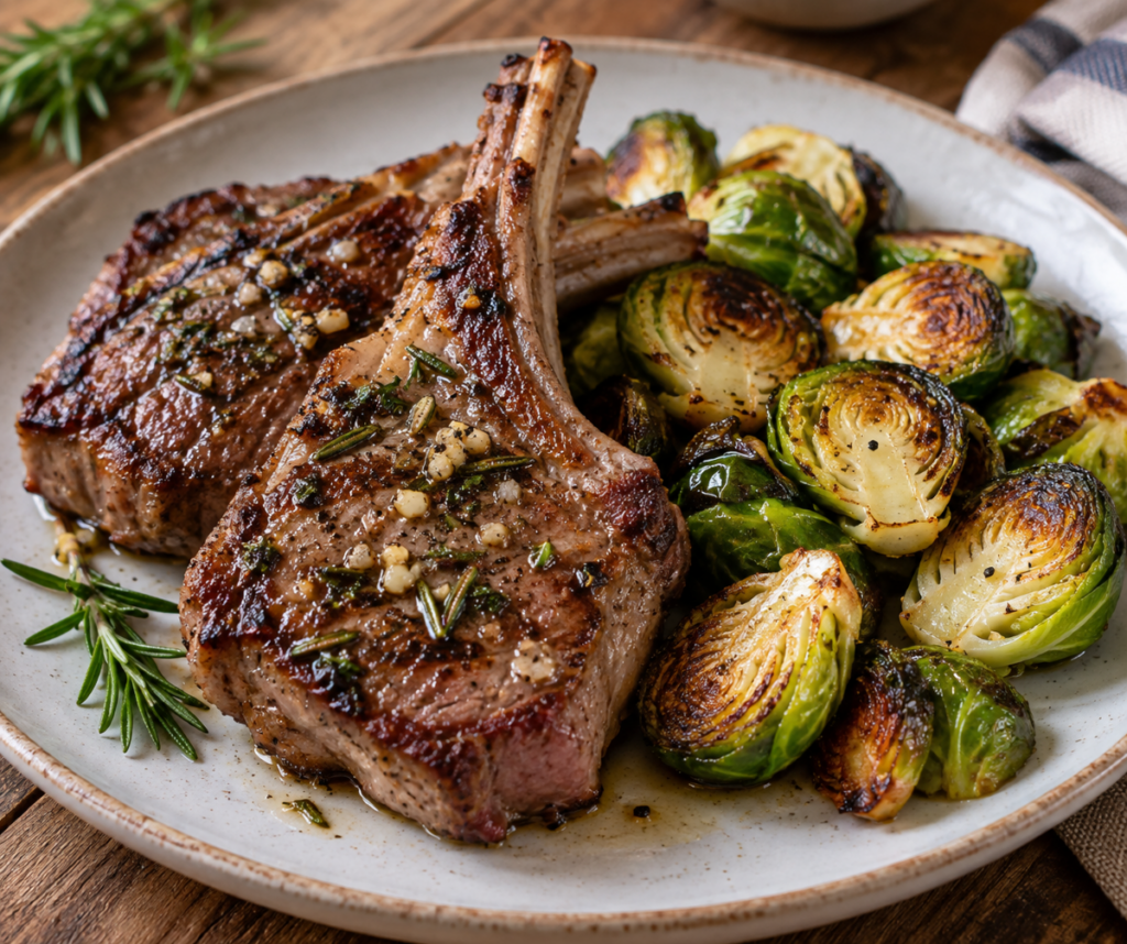 Grass Fed Lambchops with Brussells Sprouts