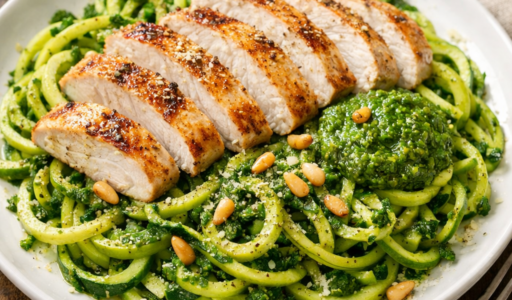 Grilled Chicken with Pesto Zoodles