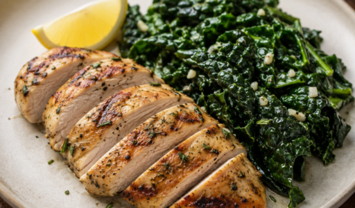 Grilled Chicken with Sauteed Kale