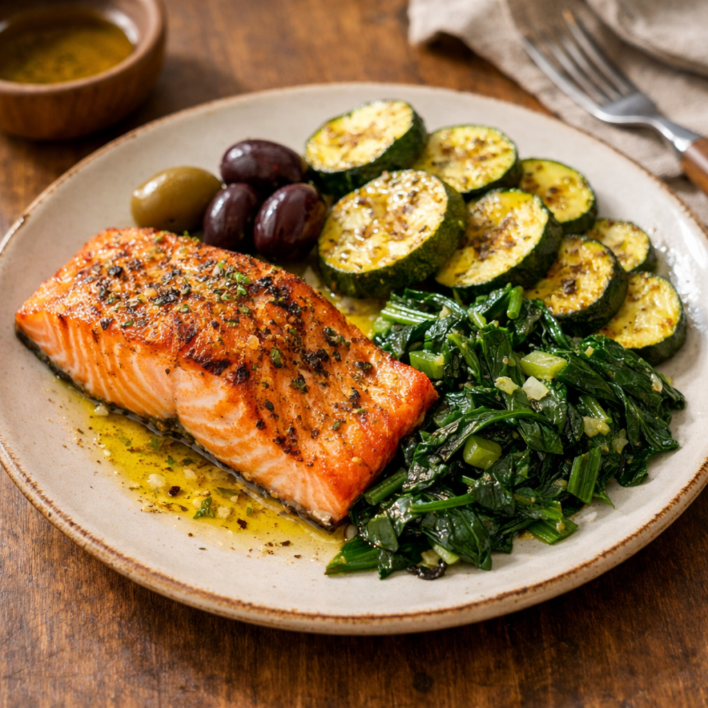 Grilled Salmon and Roasted Veggies