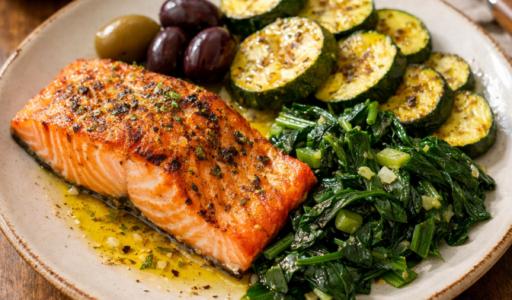Grilled Salmon and Roasted Veggies