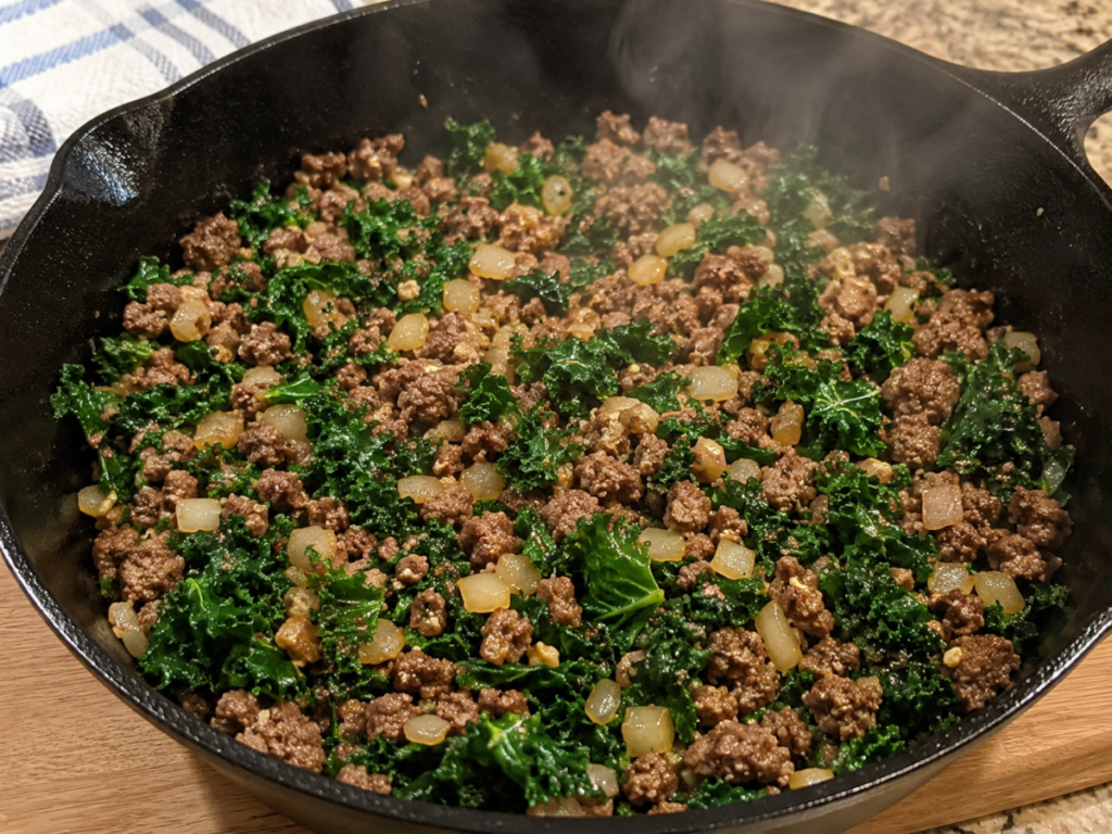 Ground Beef with Kale