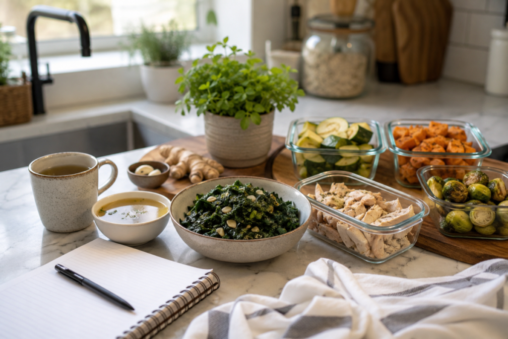 Healthy Meal Prep in a Cozy Kitchen