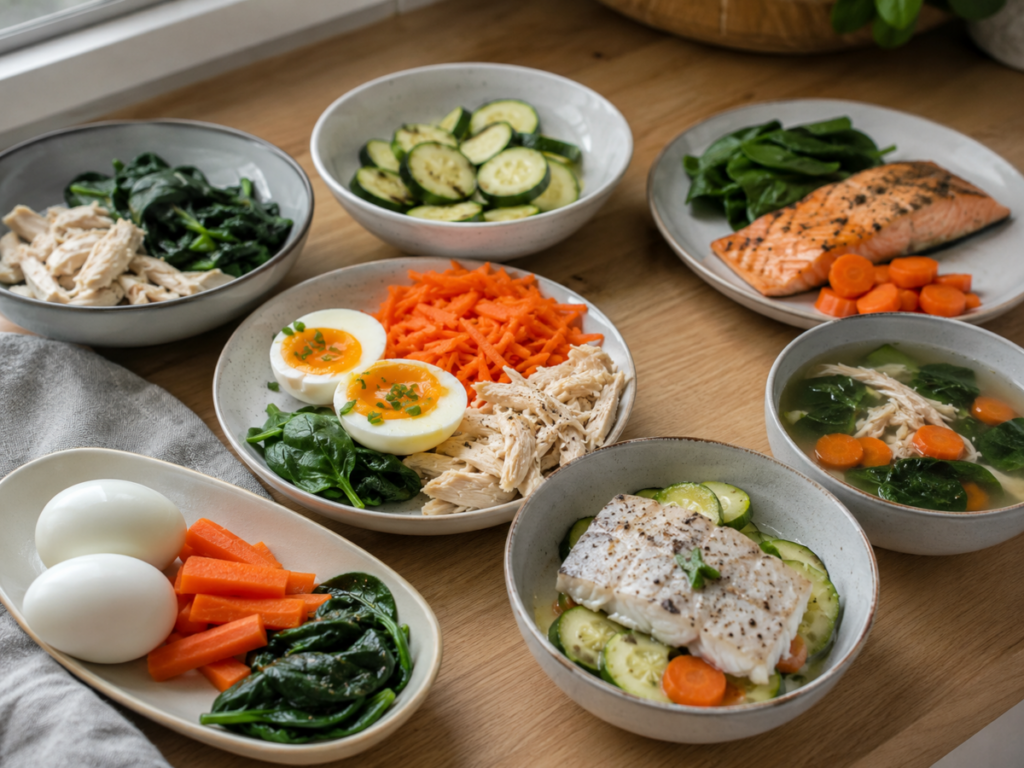 Healthy Spread on a Wooden Table