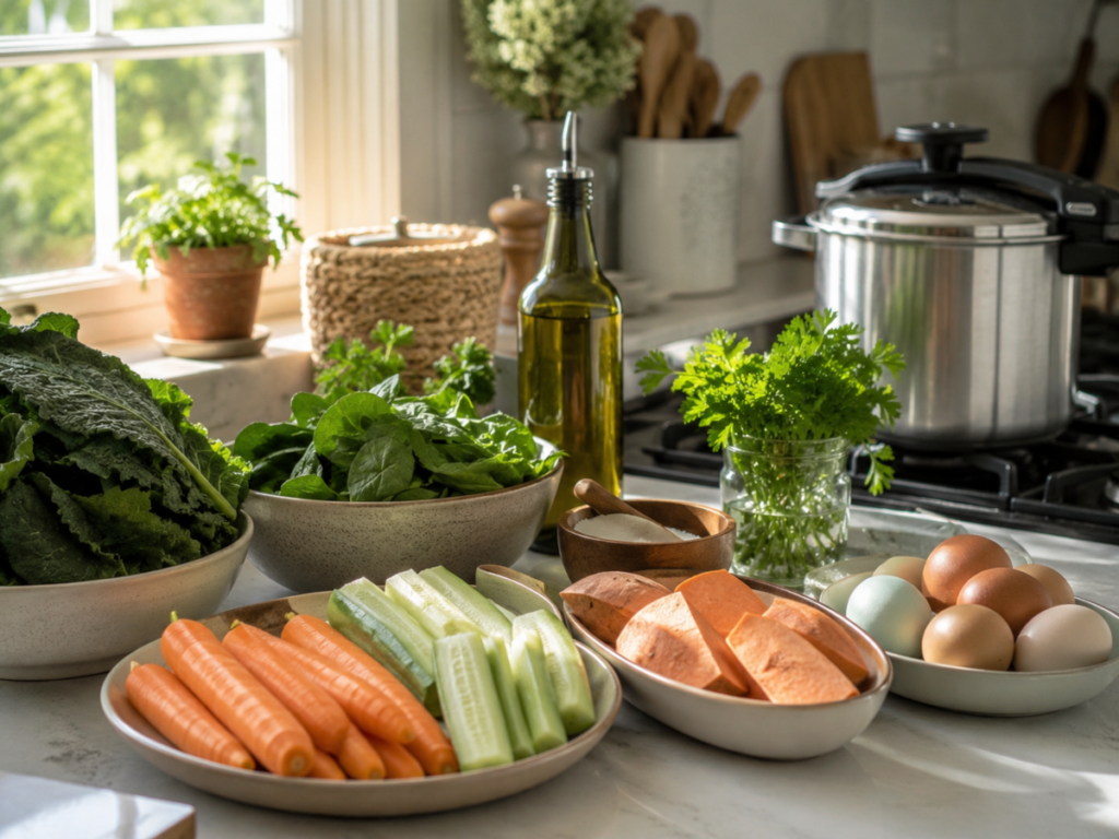 Kitchen Prep with Fresh Ingredients