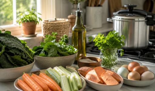 Kitchen Prep with Fresh Ingredients