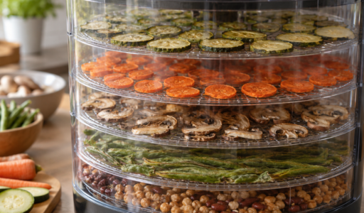 Layered Food Dehydrator with Colorful Produce