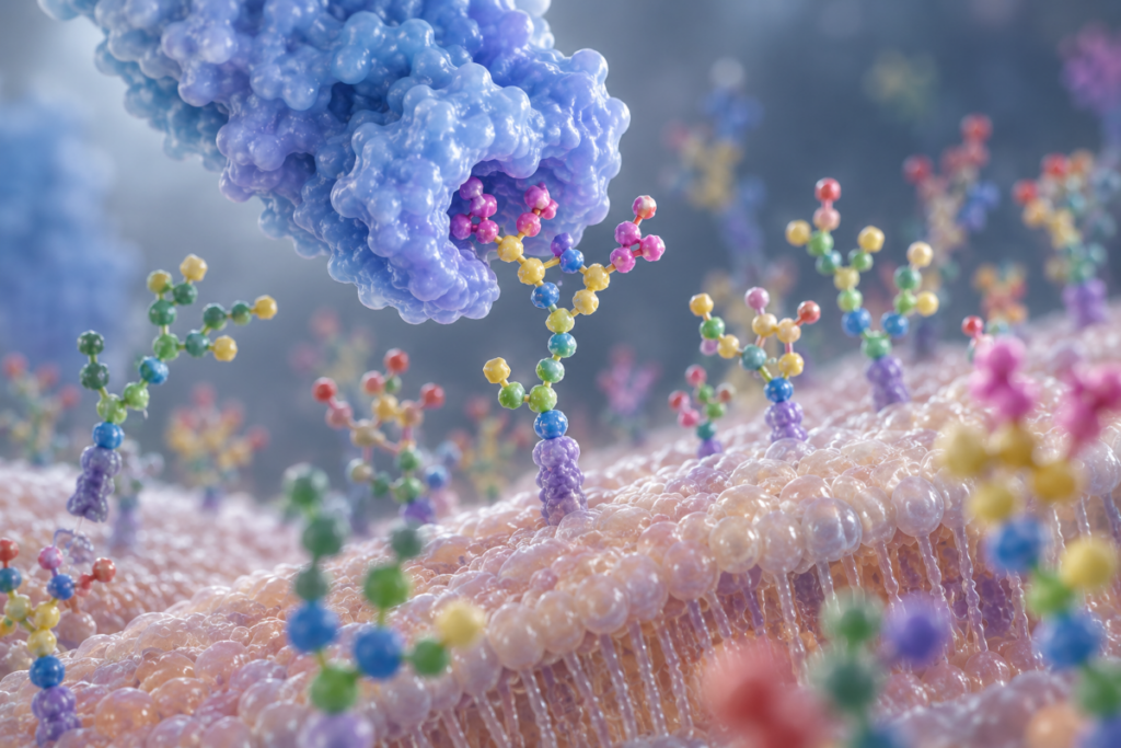 Lectin Protein with Carb Structures on Cell Membrane