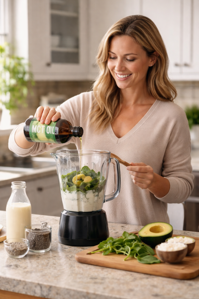 MCT Oil being used in a kitchen
