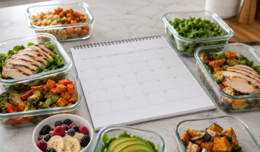 Meal Prep Planning on Clean Countertop