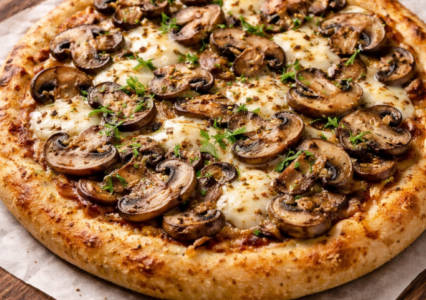 Cassava Flour Crust with Mushroom and Cheese