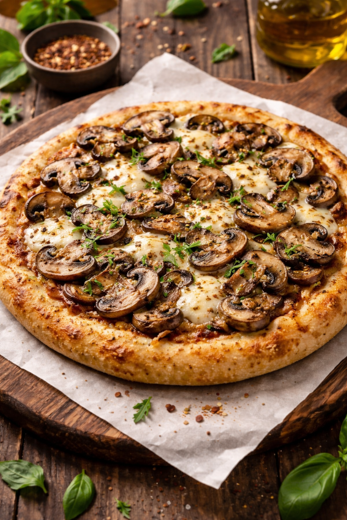 Cassava Flour Crust with Mushroom and Cheese