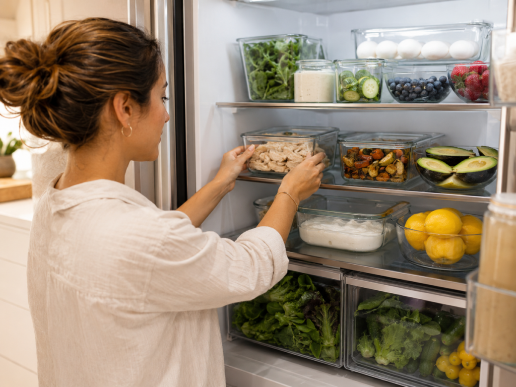 Organizing Groceries in Fridge