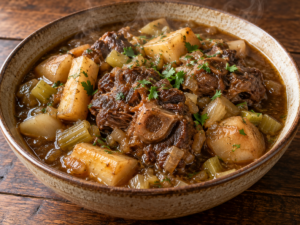 Pressure-Cooked Oxtail Stew with Parsnips and Turnips