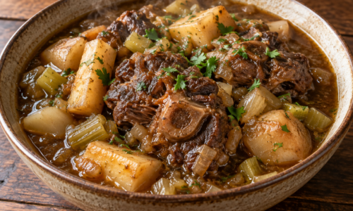 Pressure-Cooked Oxtail Stew with Parsnips and Turnips