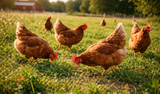 Pastured Raised Hens Grazing