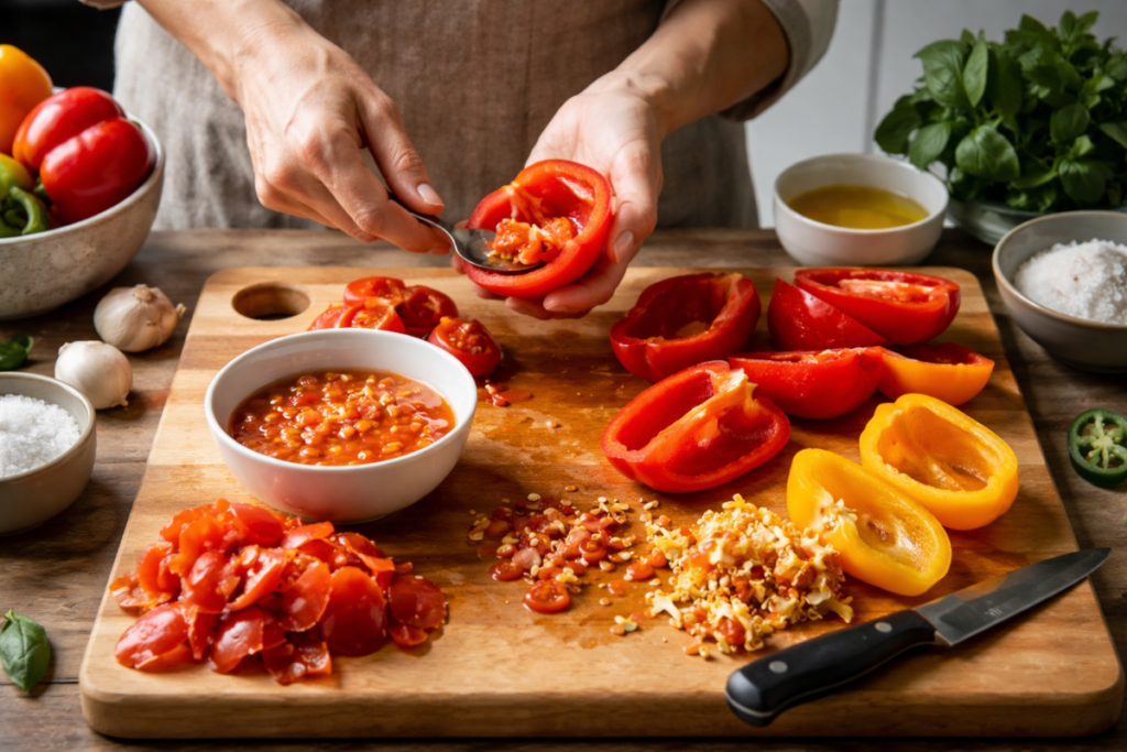 Peeling and Deseeding Tomatoes and Peppers