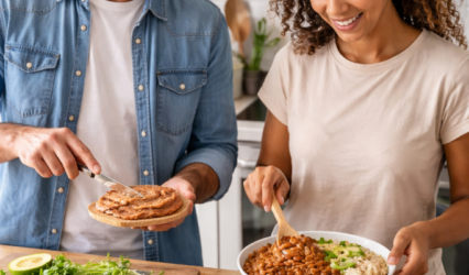 Preparing lunch in a modern kitchen