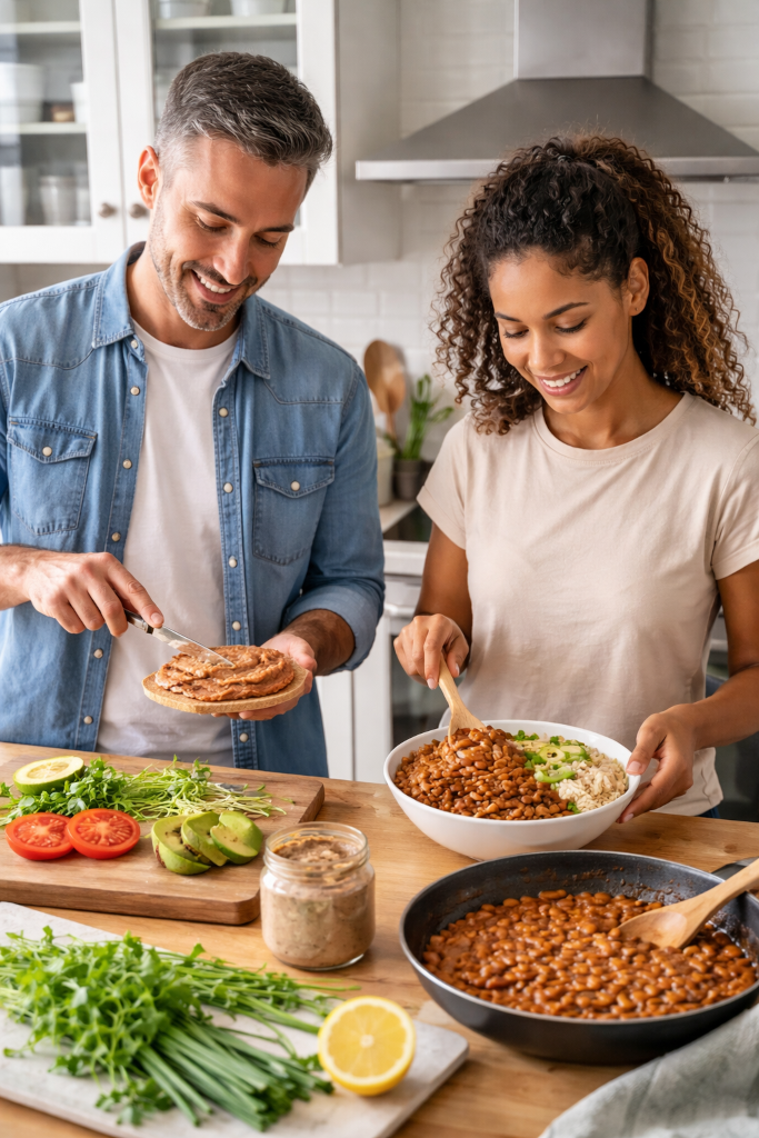 Preparing lunch in a modern kitchen