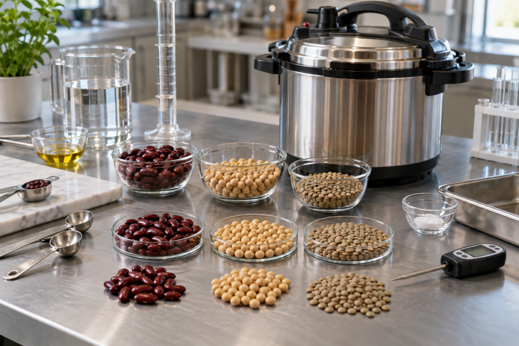 Pressure Cooker with Beans in a Science Lab