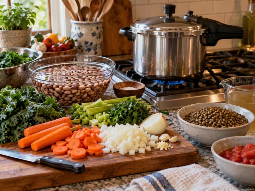 Pressure Cooker with Legumes and Vegetables