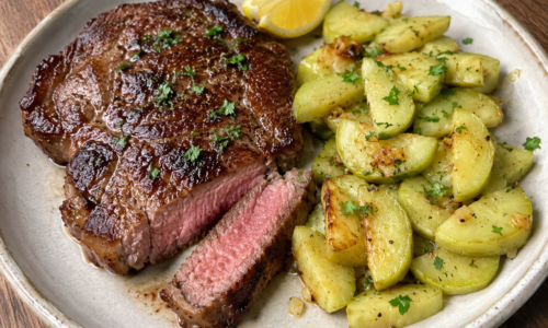 Grass-Fed Beef Ribeye with Sautéed Zucchini
