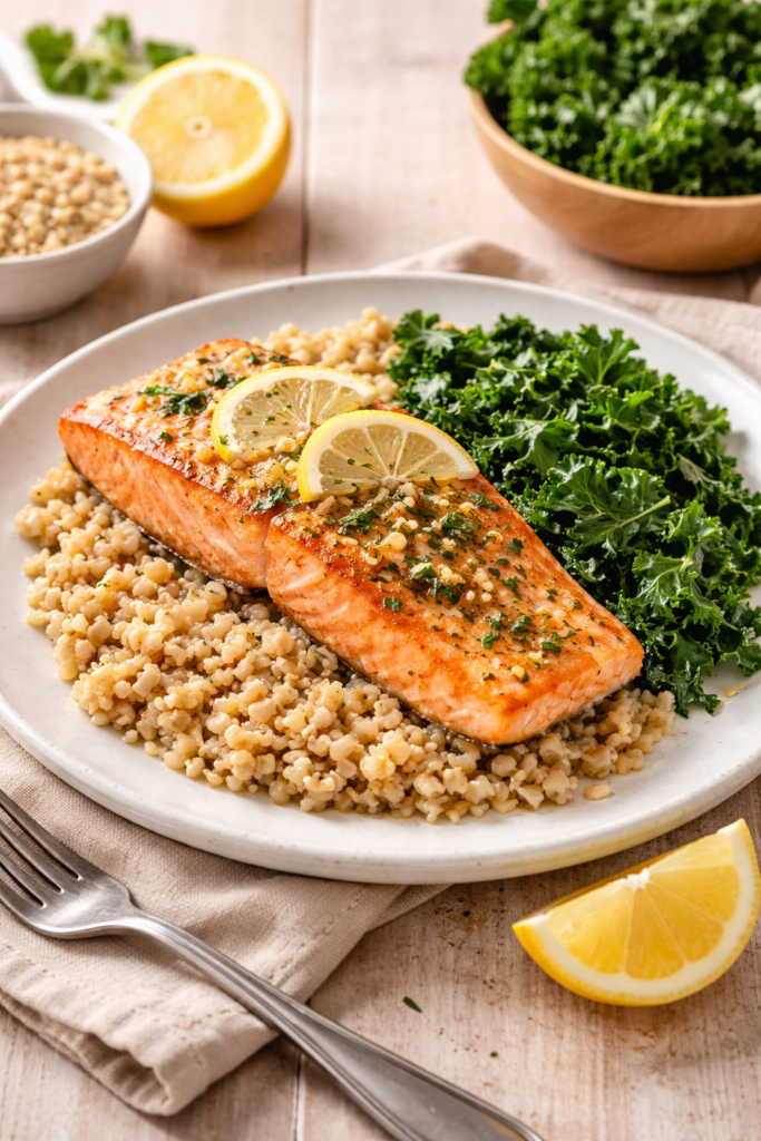 Salmon Sorghum Kale