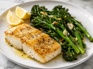 Pan-Seared Cod with Sautéed Broccolini