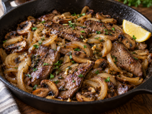Beef Liver & Onion Skillet with Mushrooms