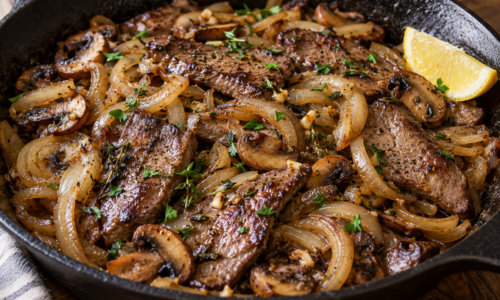 Beef Liver & Onion Skillet with Mushrooms
