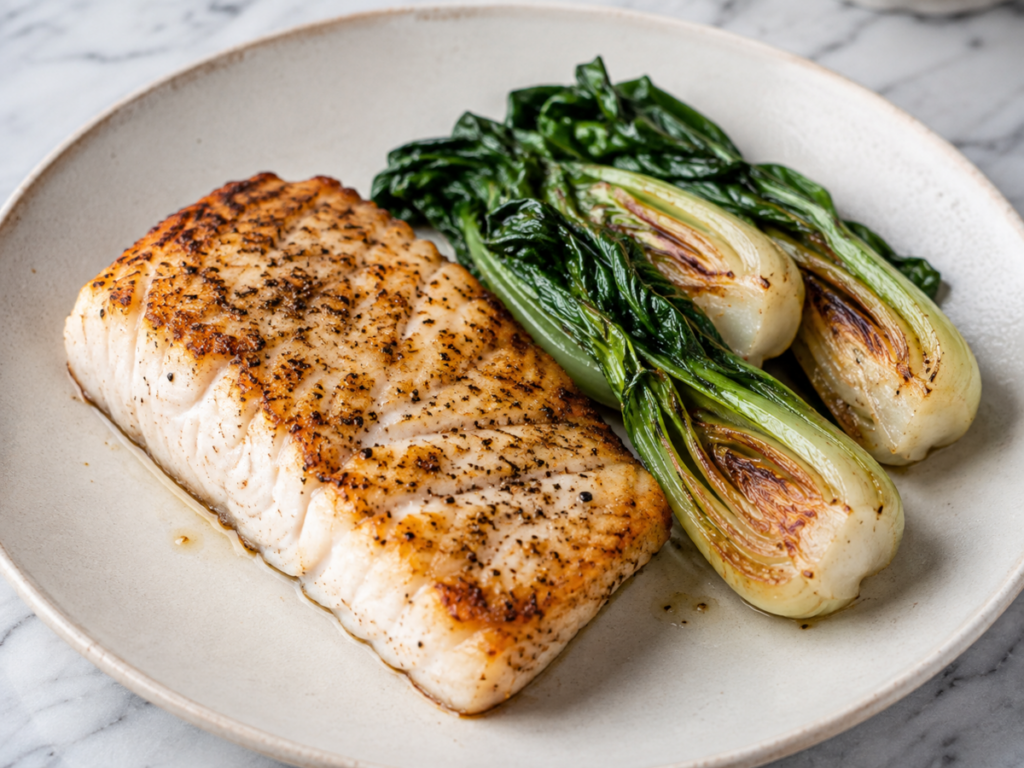 Seared Mahi Mahi with Charred Bok Choy