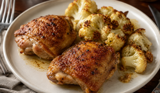 Seared Pastured Chicken with Seared Cauliflower