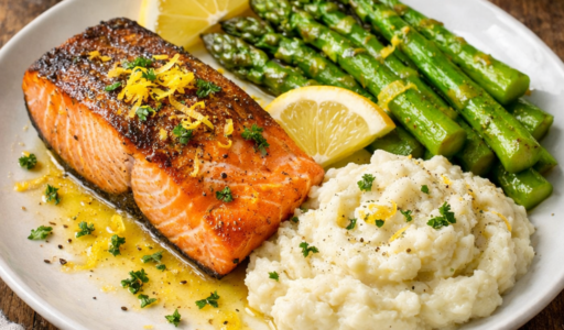 Seared Salmon with Sauteed Asparagus