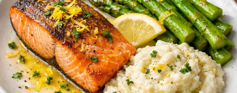 Wild Caught Salmon with Asparagus and Lemon